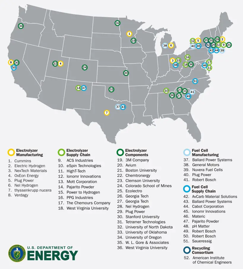 Clean H2 Project - Hydrogen Hubs Map