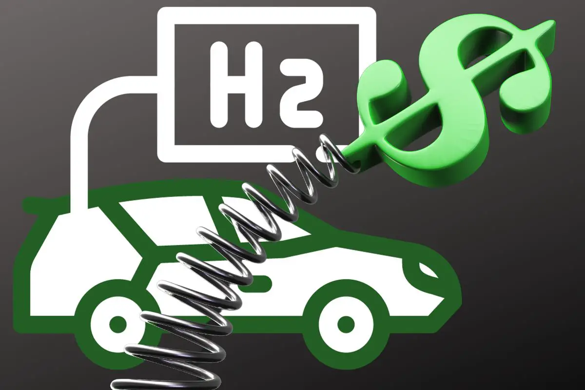 Hydrogen combustion engines - H2 car with Dollar sign on spring